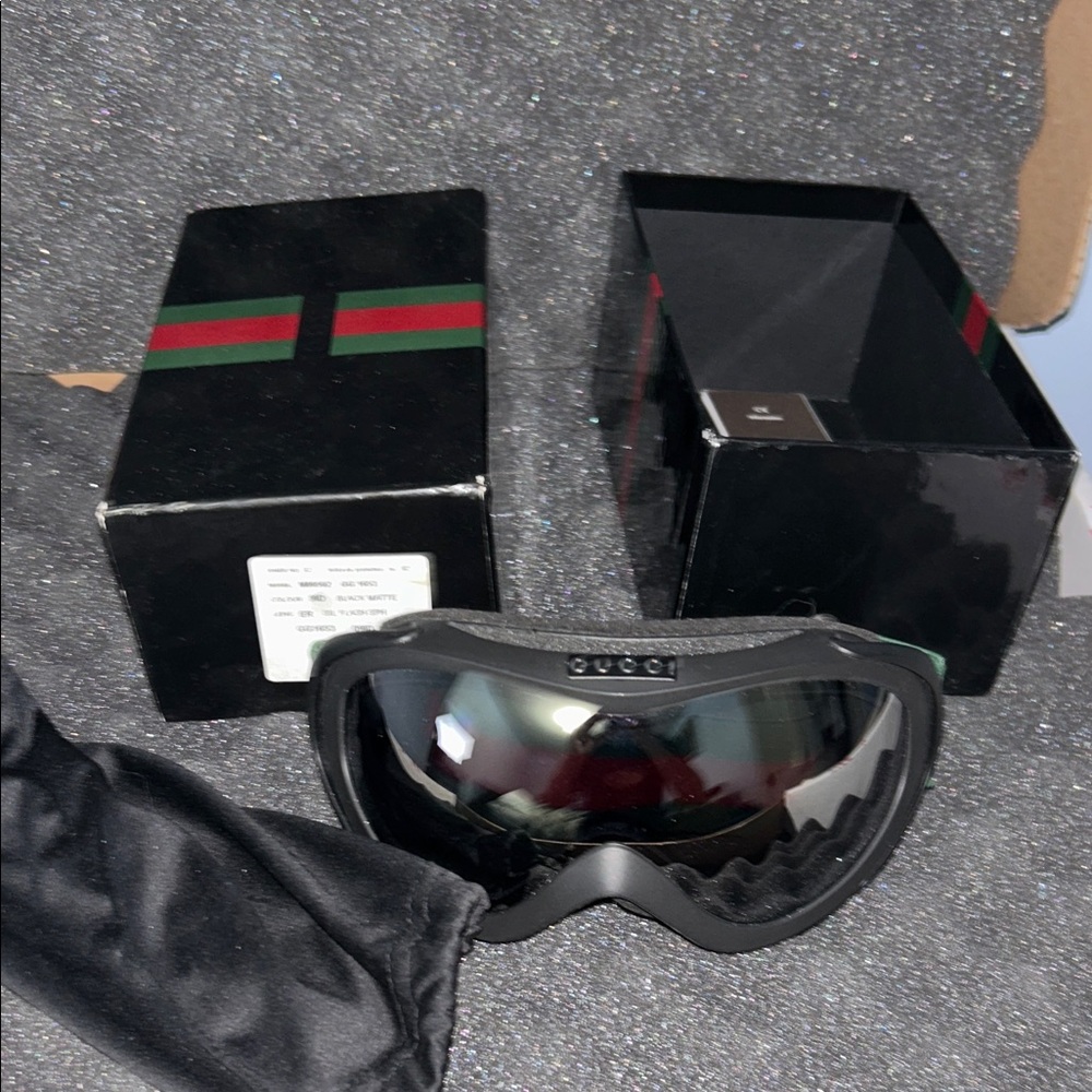 Gucci Black and Red Ski Goggles